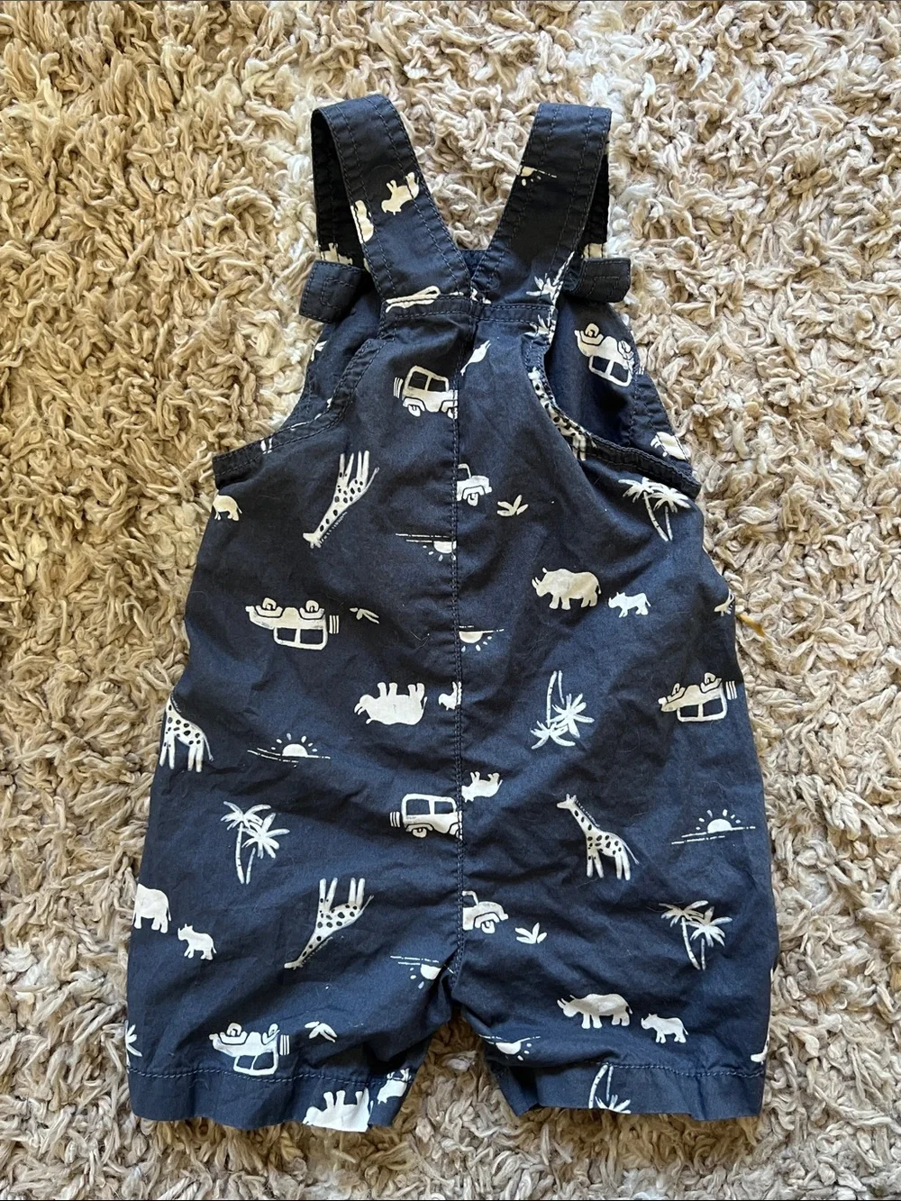 Carter's Navy Overalls with White Safari Animal Print